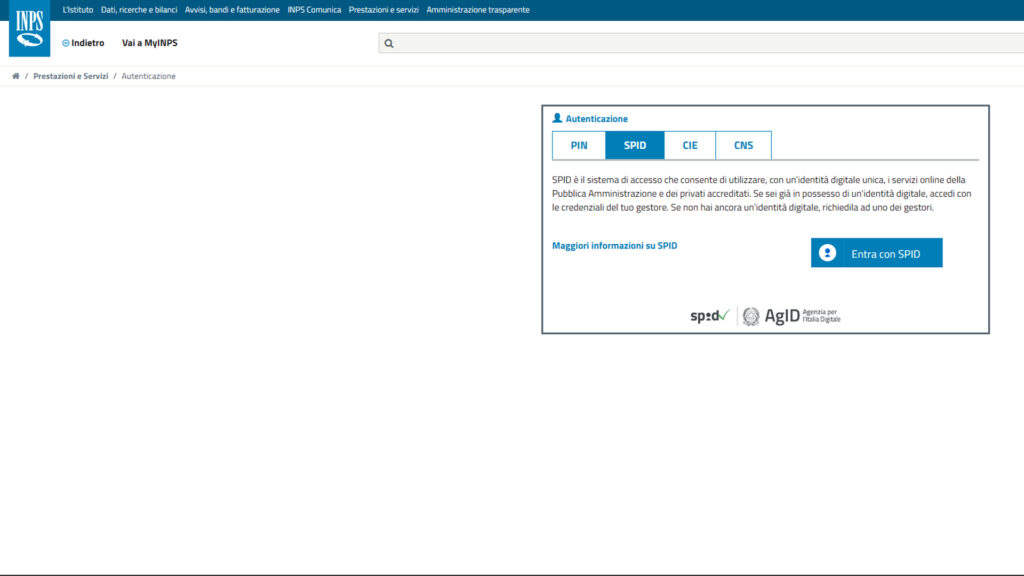 come accedere al sito inps - schermata 2