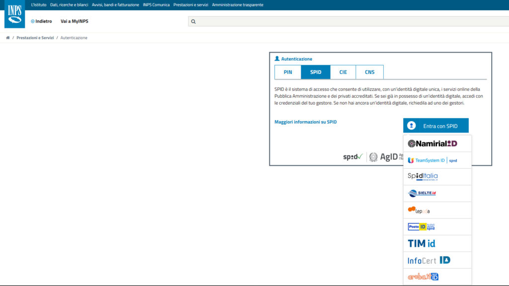 come accedere al sito inps - schermata 3
